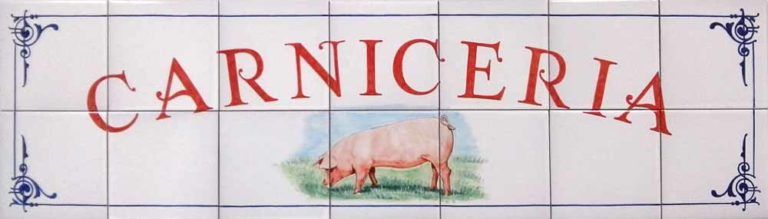 Azulejos sevillanos artesanos pintados a mano - Cerámicas Artesur - Comerciales - Carnicería