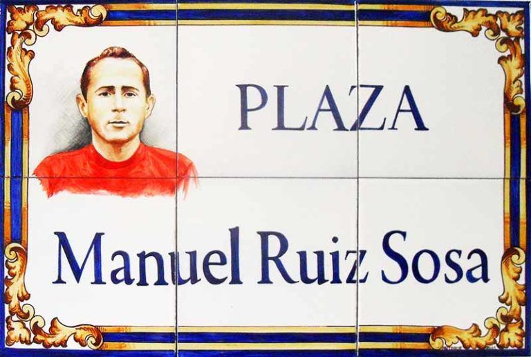 Azulejos sevillanos artesanos pintados a mano - Cerámicas Artesur - Rótulo -3