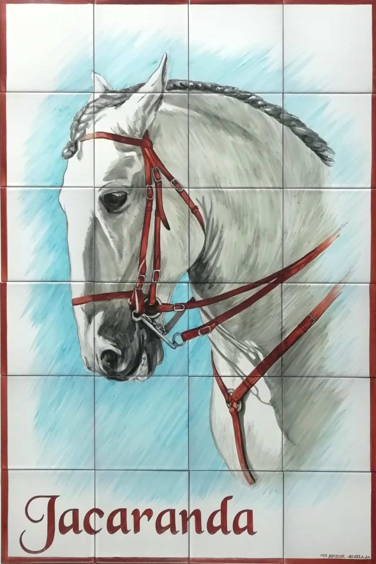 Azulejos artesanos pintados a mano en el estilo sevillano - Artesur - Retrato de caballo 75775