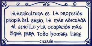 Azulejo pintado a mano con leyenda de agricultura de Cicerón- Ref 652-Cerámicas Artesur