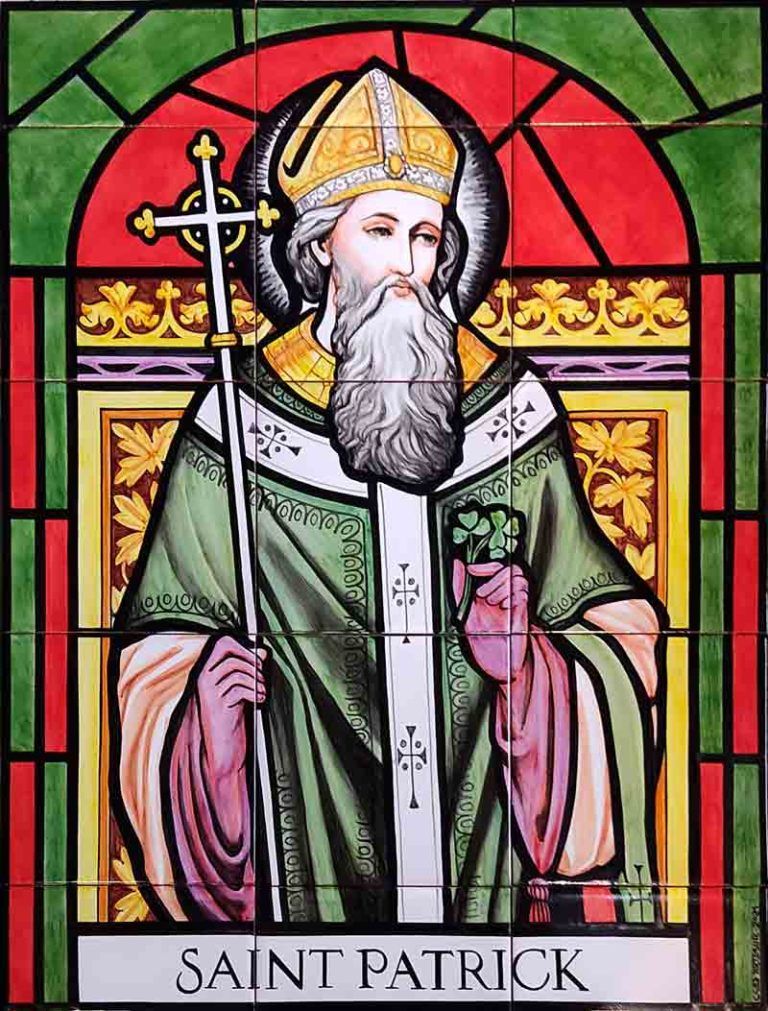 Azulejos artesanos pintados a mano- Cerámicas Artesur-San-Patricio-Saint-Patrick-77045