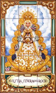 Virgen del Rocío- azulejo pintado a mano- Cerámicas Artesur- 45x75cm