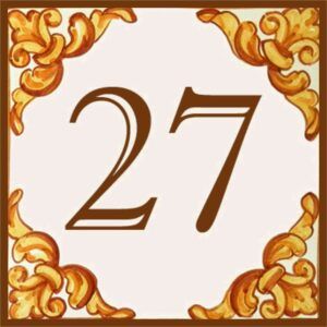 REF-015 -Ocre- Azulejo con número de casa- Pintado a mano - Cerámicas Artesur