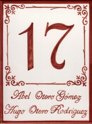 Ref 021M-Azulejo número de casa- Pintado a mano - Cerámicas Artesur -