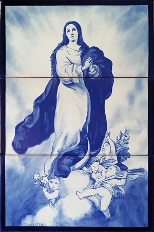 Inmaculada Concepcion en tonos azules- Azulejos calcográficos- Cerámicas Artesur- 82532