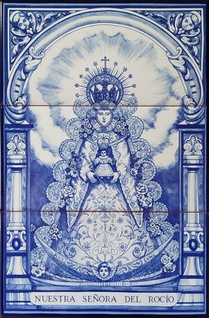 Virgen del Rocío en tonos azules- Azulejos calcográficos- Cerámicas Artesur- 82532