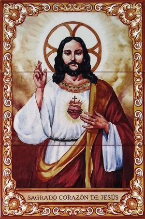 Azulejos decorativos calcográficos Sagrado Corazón de Jesús - Cerámicas Artesur -70787