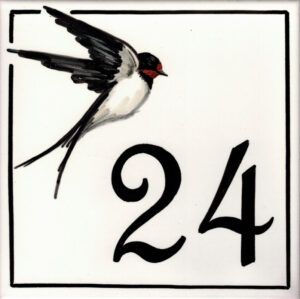 Azulejos sevillanos artesanos pintados a mano - Cerámicas Artesur - Número casa Ref-045