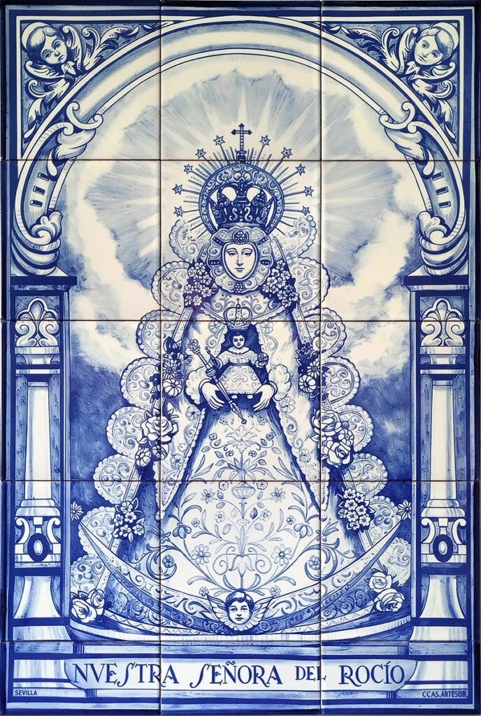 Virgen del Rocío en tonos azules- tecnica mixta- Cerámicas Artesur-82882